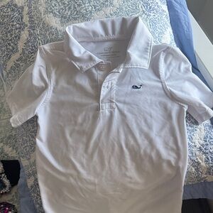 Vineyard Vines White performance Polo with Navy Whale Logo
